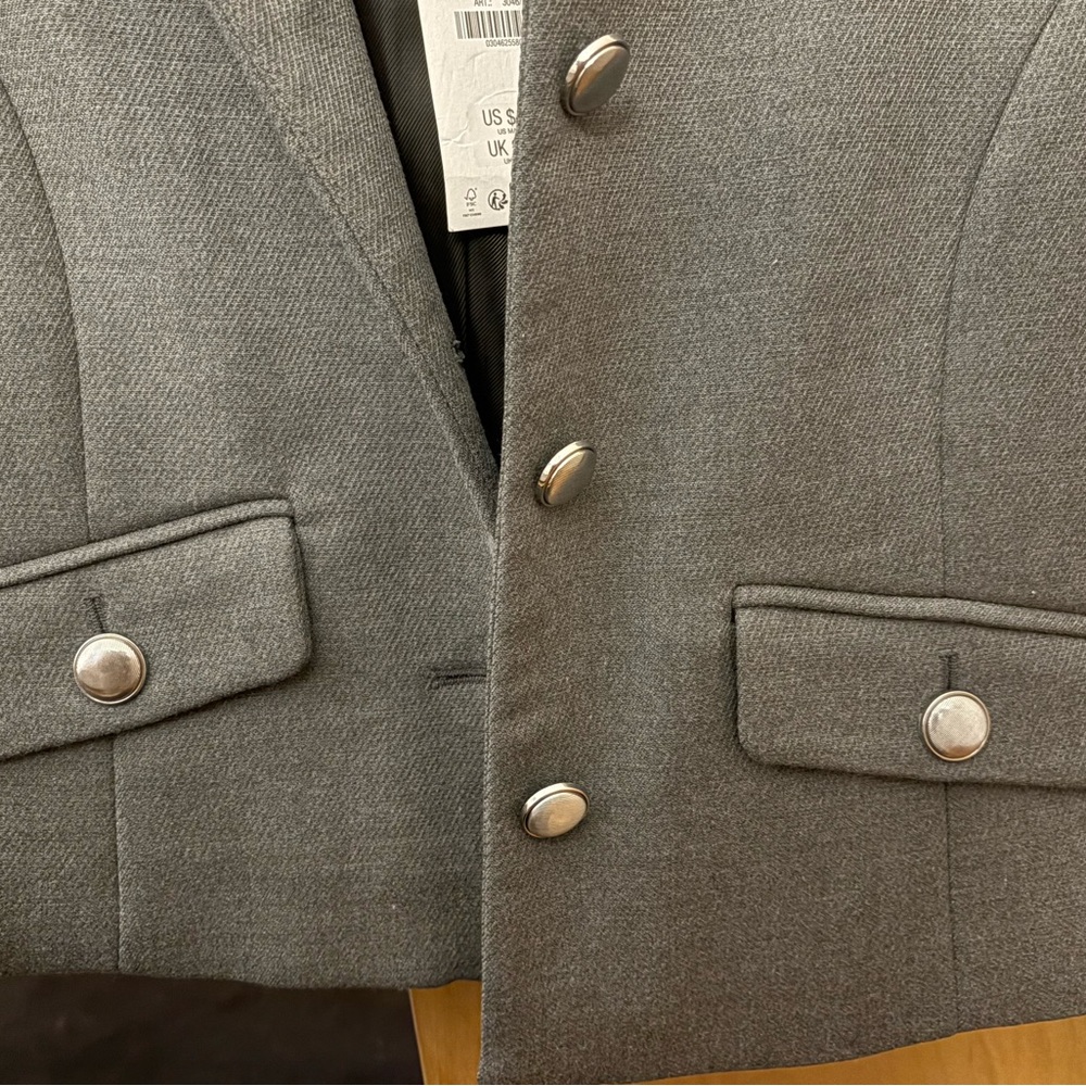 Zara Gray Women's Blazer with Silver Buttons - Picture 3 of 5